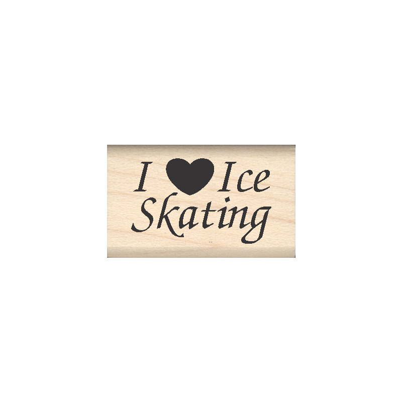 I Love Ice Skating Rubber Stamp .75" x 1.25" block