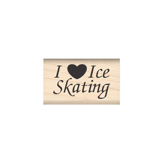 I Love Ice Skating Rubber Stamp .75" x 1.25" block