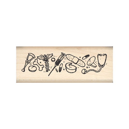 Medical Border Rubber Stamp .75" x 2" block
