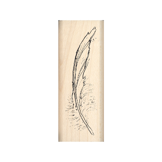 Feather Rubber Stamp .75" x 2" block