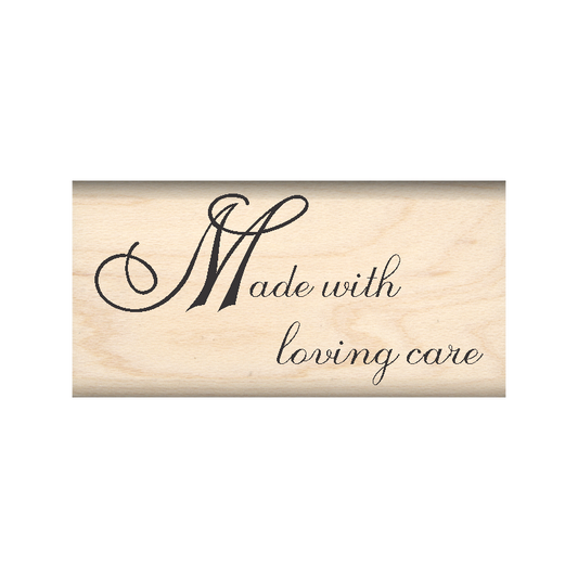 Made with Loving Care Rubber Stamp 1" x 2" block