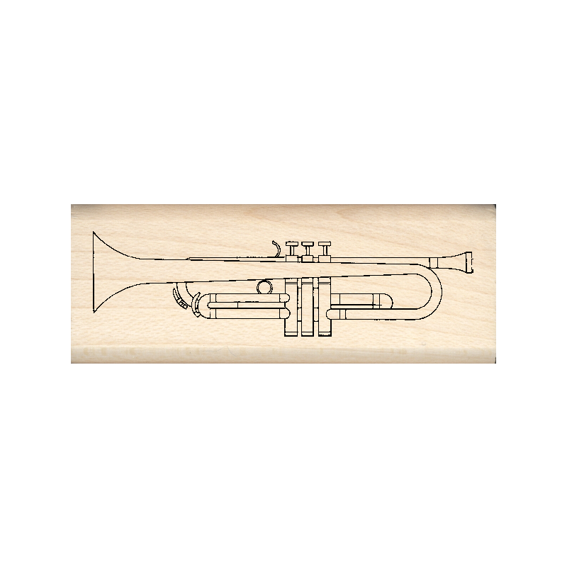 Trumpet Rubber Stamp .75" x 2" block