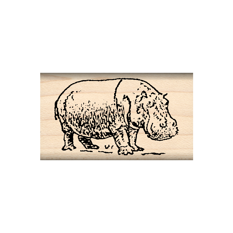 Hippo Rubber Stamp 1" x 1.75" block