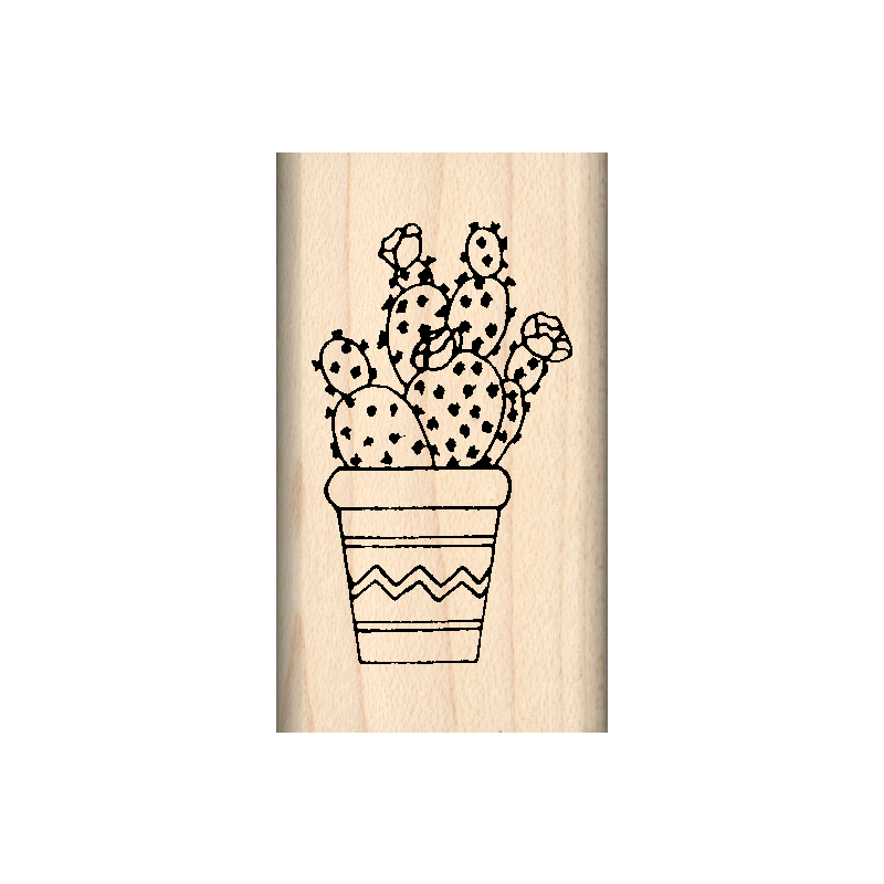 Prickly Pear Cactus Rubber Stamp 1" x 1.75" block