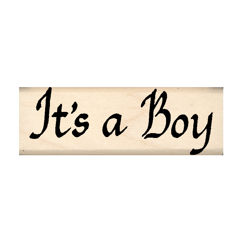 It's a Boy Baby Announcement Rubber Stamp 1" x 2.25" block