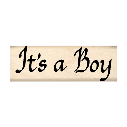 It's a Boy Baby Announcement Rubber Stamp 1" x 2.25" block