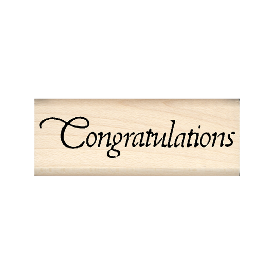 Congratulations Rubber Stamp .75" x 2.25" block