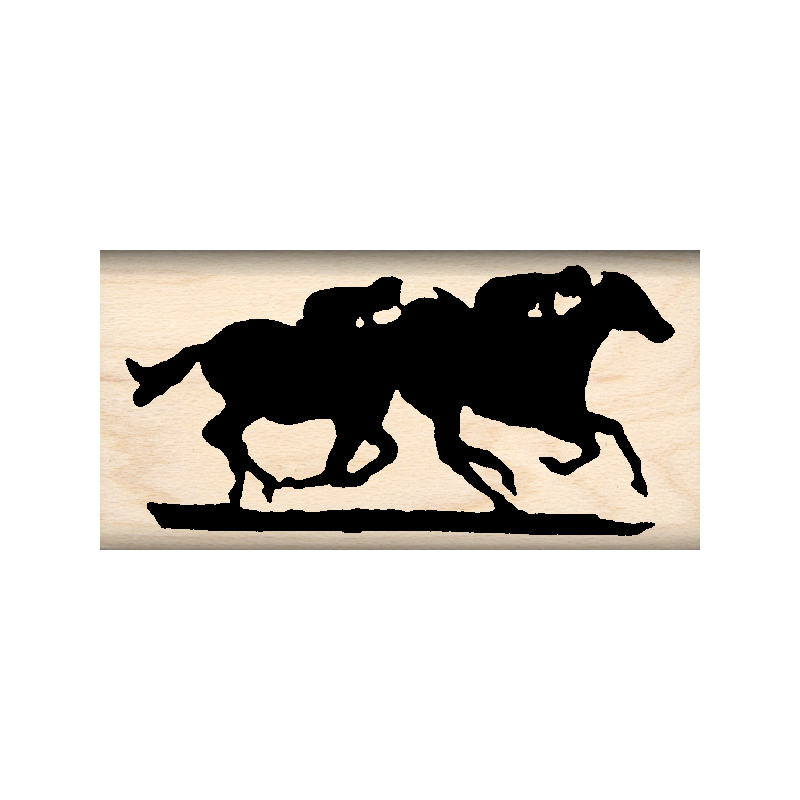Horse Race Rubber Stamp 1" x 2" block