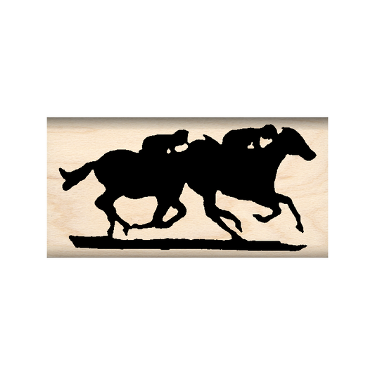 Horse Race Rubber Stamp 1" x 2" block