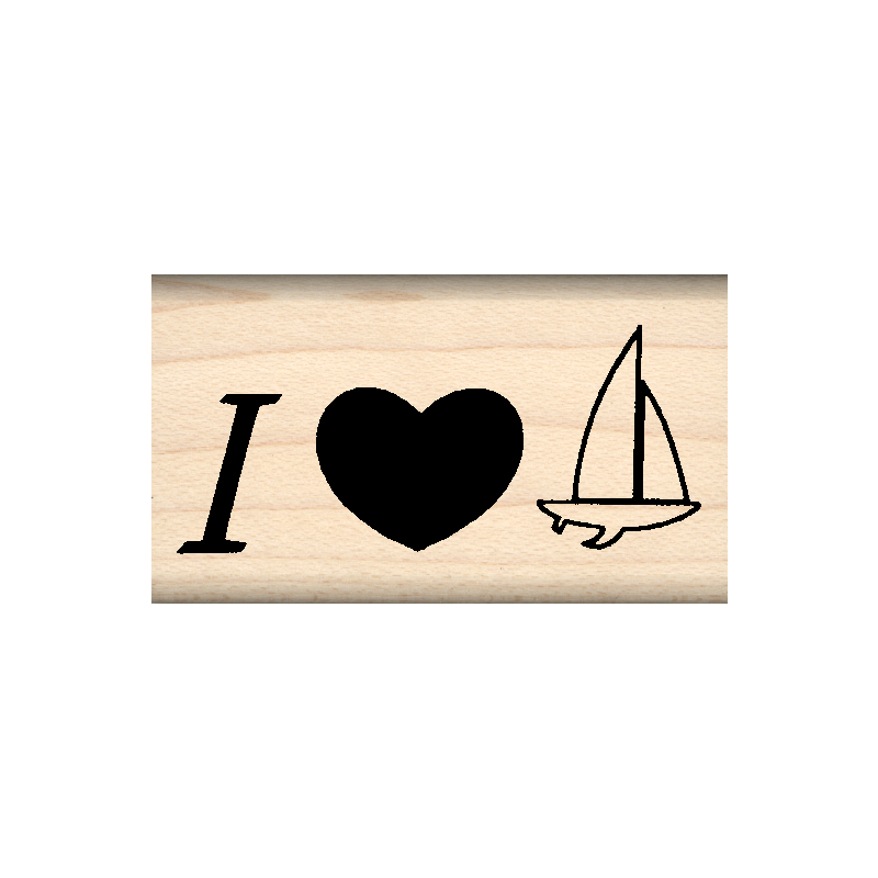 I Love Sailing Rubber Stamp 1" x 1.75" block