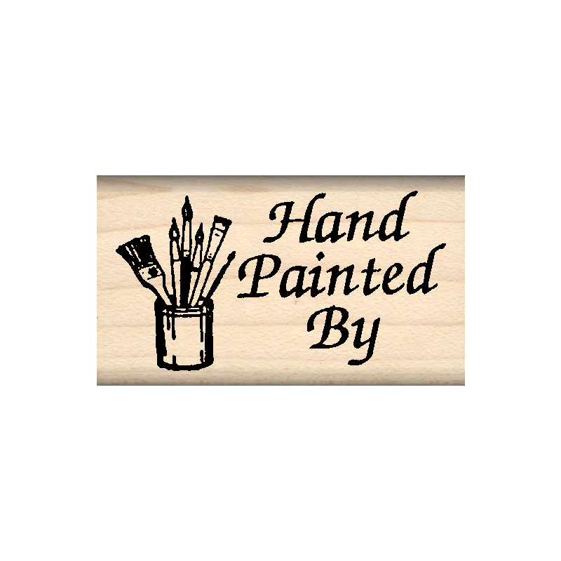 Hand Painted by Rubber Stamp 1" x 1.75" block