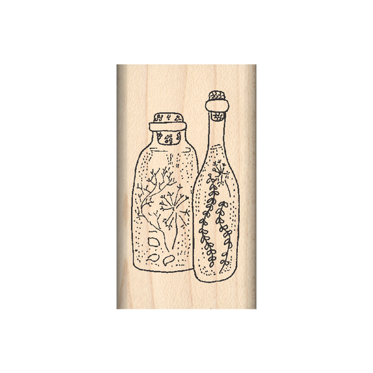 Herb Vinegar Rubber Stamp 1" x 1.75" block