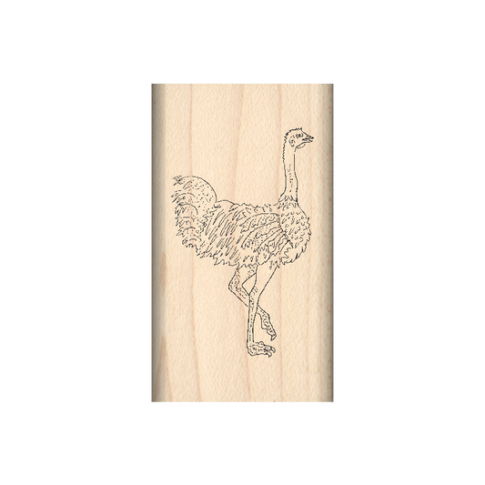 Ostrich Rubber Stamp 1" x 1.75" block