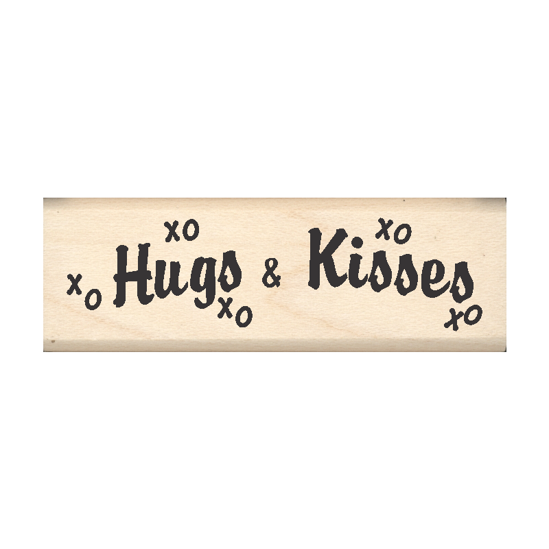 Hugs & Kisses Rubber Stamp .75" x 2" block