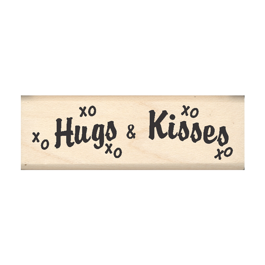 Hugs & Kisses Rubber Stamp .75" x 2" block