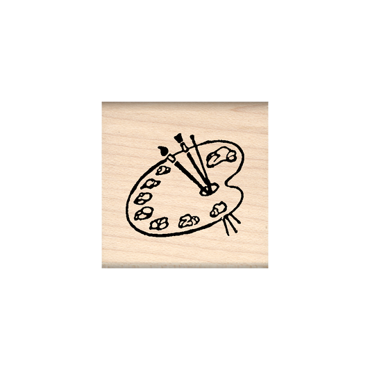 Paint Pallette Rubber Stamp 1.5" x 1.5" block
