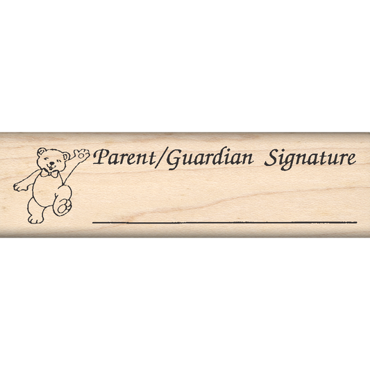 Parent/Guardian Signature Teacher Rubber Stamp 1" x 3.25" block