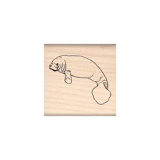 Manatee Rubber Stamp 1.5" x 1.5" block