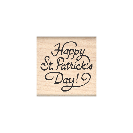 Happy St. Patrick's Day Rubber Stamp 1.5" x 1.5" block