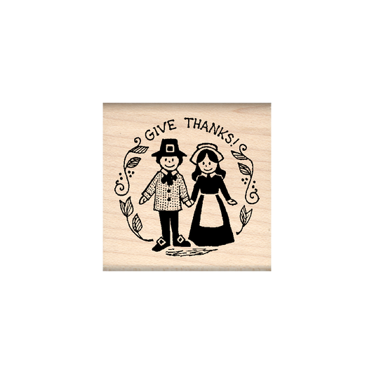 Give Thanks Thanksgiving Rubber Stamp 1.5" x 1.5" block