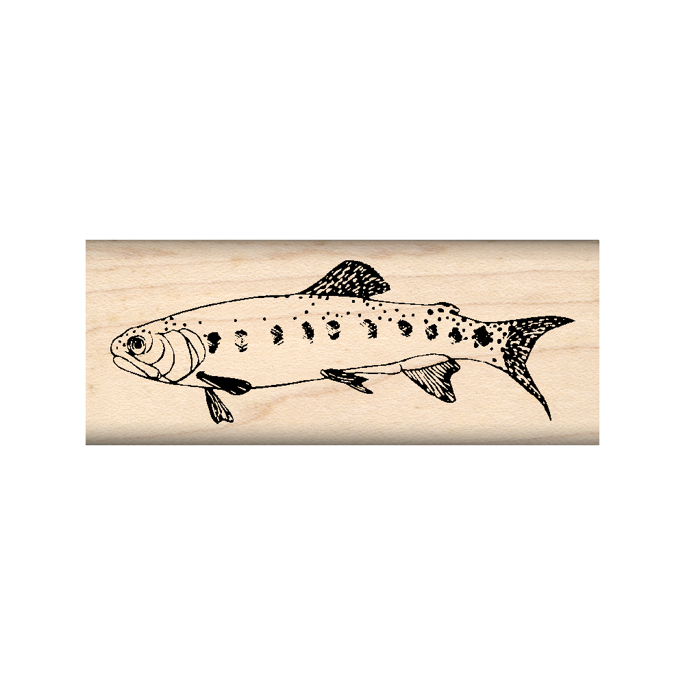 Trout Fish Rubber Stamp 1" x 2.5" block