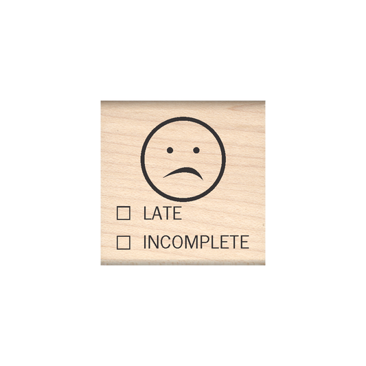 Late/Incomplete Rubber Stamp 1.5" x 1.5" block