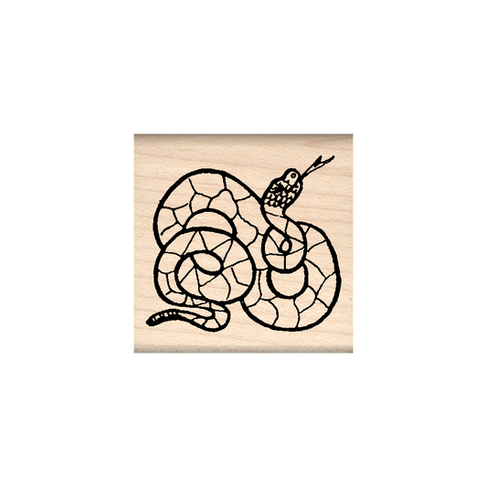 Rattlesnake Rubber Stamp 1.5" x 1.5" block