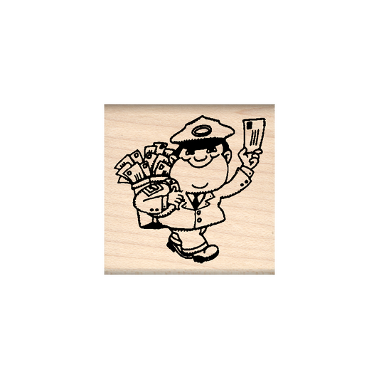 Postal Carrier Rubber Stamp 1.5" x 1.5" block