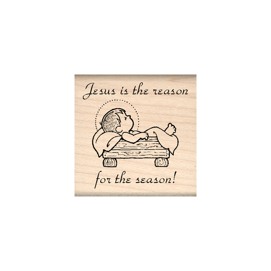 Jesus is The Reason for The Season Rubber Stamp 1.5" x 1.5" block
