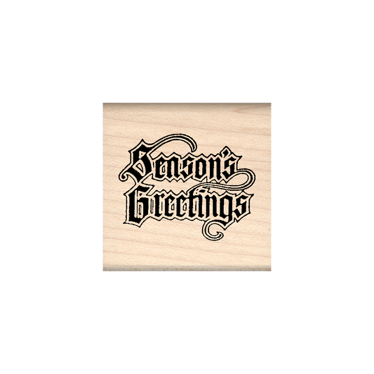 Seasons Greetings Rubber Stamp 1.5" x 1.5" block