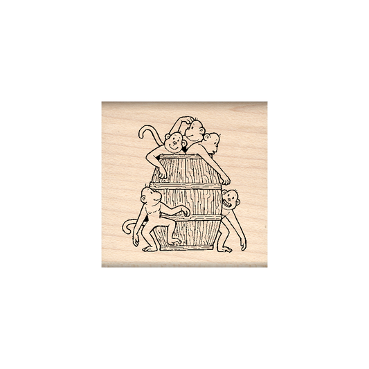 Monkeys Rubber Stamp 1.5" x 1.5" block