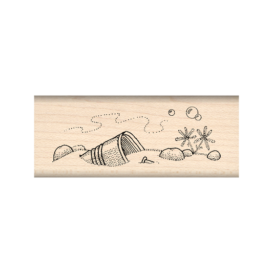 Pond Bottom Rubber Stamp 1" x 2.5" block