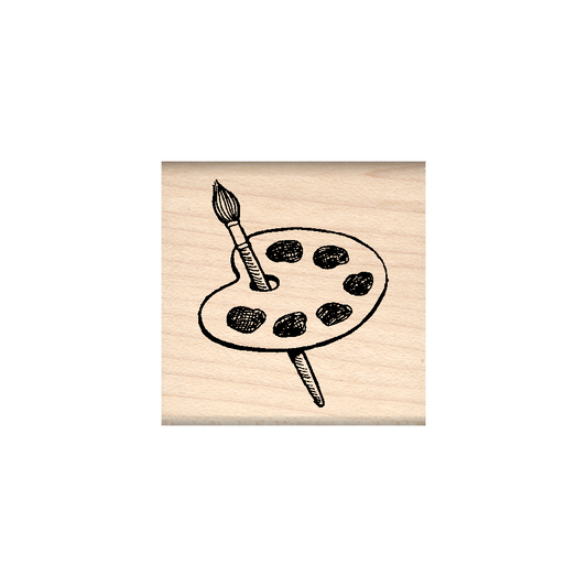 Paint Pallette Rubber Stamp 1.5" x 1.5" block
