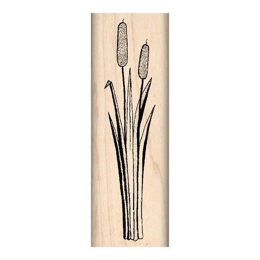 Cattails Rubber Stamp 1" x 3" block