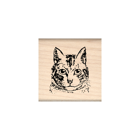 Cat Rubber Stamp 1.5" x 1.5" block