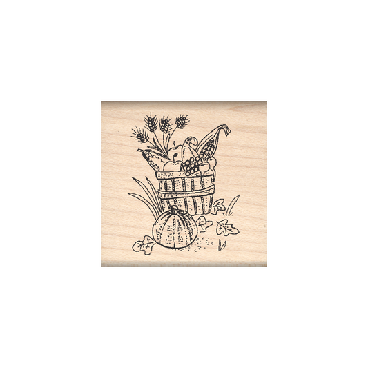 Harvet Basket Rubber Stamp 1.5" x 1.5" block