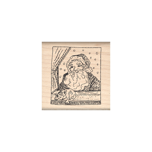 Santa Rubber Stamp 1.5" x 1.5" block