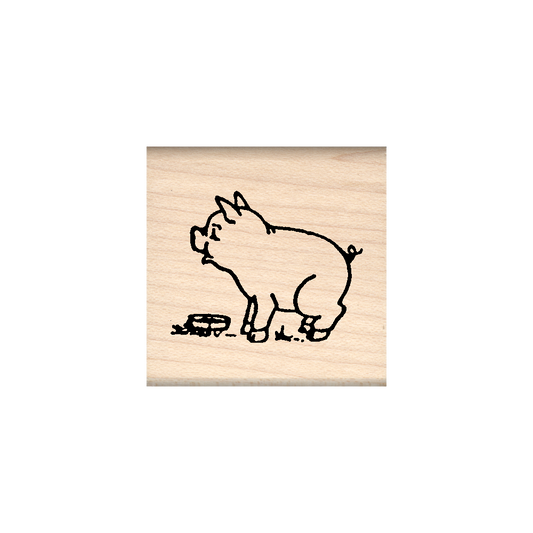 Pig Rubber Stamp 1.5" x 1.5" block