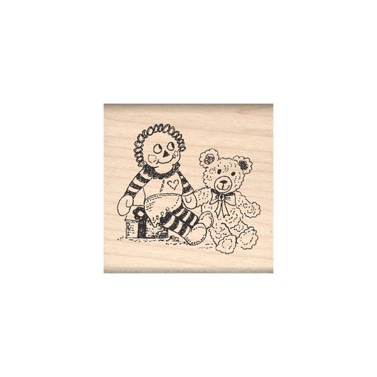 Rag Dolls Rubber Stamp 1.5" x 1.5" block