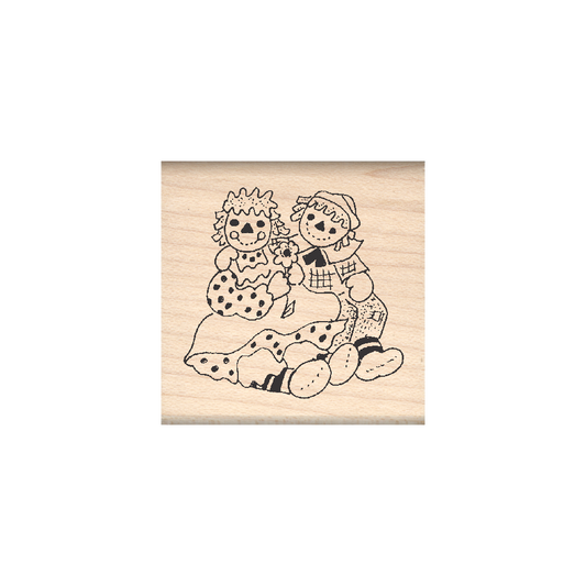Rag Dolls Rubber Stamp 1.5" x 1.5" block