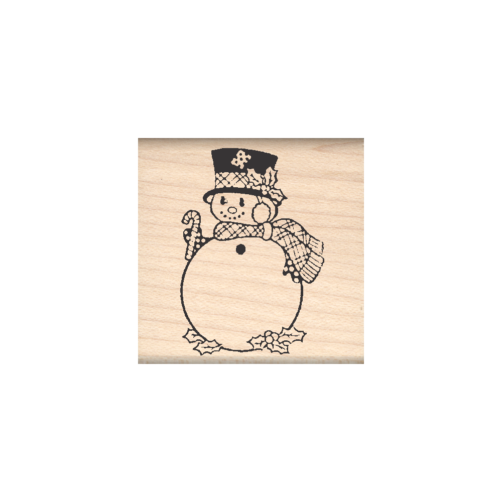 Snowman Christmas Rubber Stamp 1.5" x 1.5" block