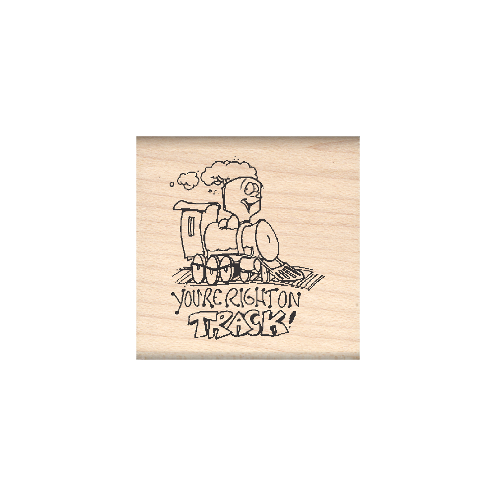 You're Right on Track Teacher Rubber Stamp 1.5" x 1.5" block