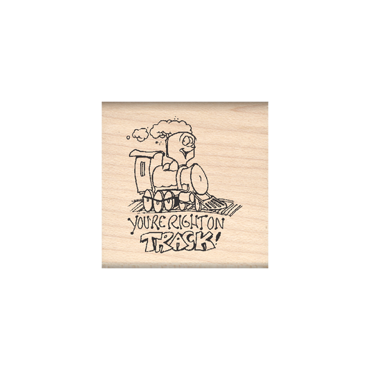You're Right on Track Teacher Rubber Stamp 1.5" x 1.5" block