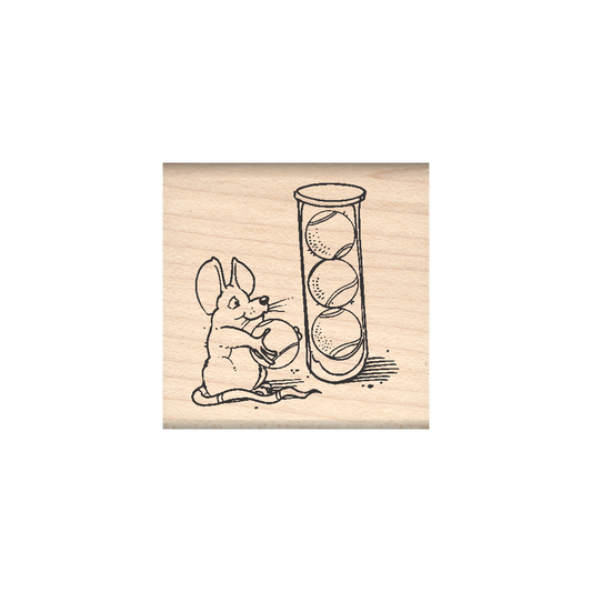Mouse/Tennis Rubber Stamp 1.5" x 1.5" block