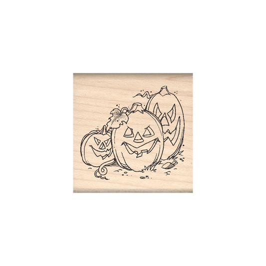 Jack-o'-Lanterns Rubber Stamp 1.5" x 1.5" block