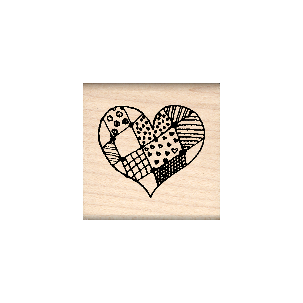 Quilt Heart Rubber Stamp 1.5" x 1.5" block