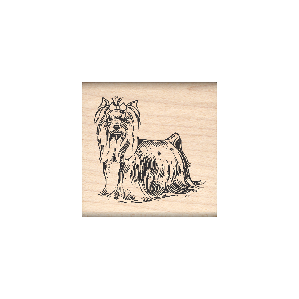 Yorkshire Terrier Rubber Stamp 1.5" x 1.5" block