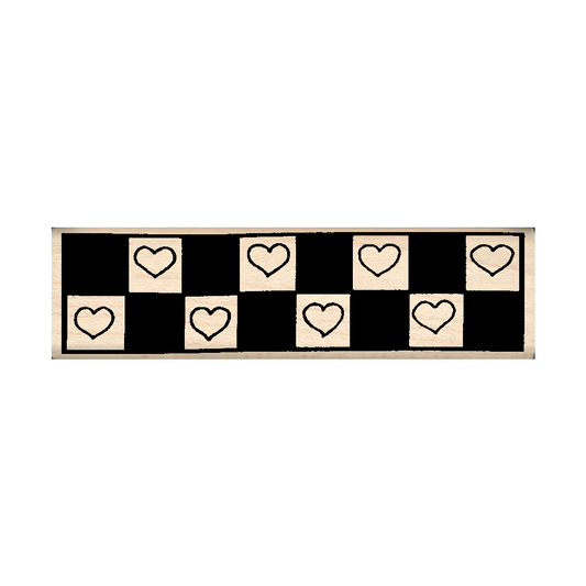 Heart Checkerboard Rubber Stamp 1" x 3" block