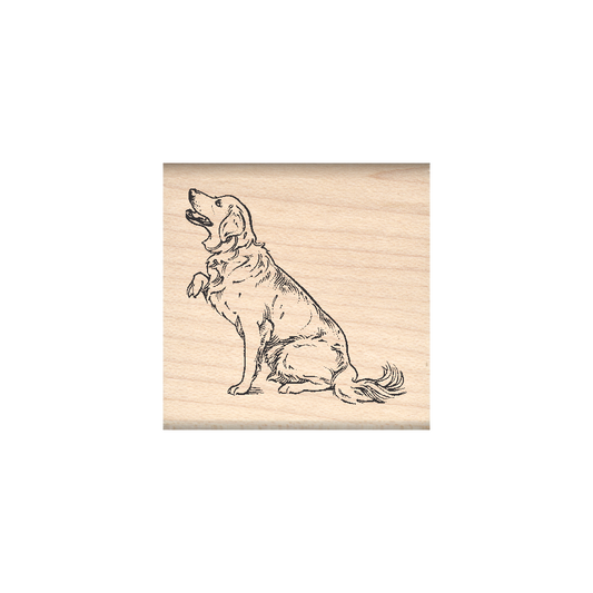 Golden Retriever Rubber Stamp 1.5" x 1.5" block