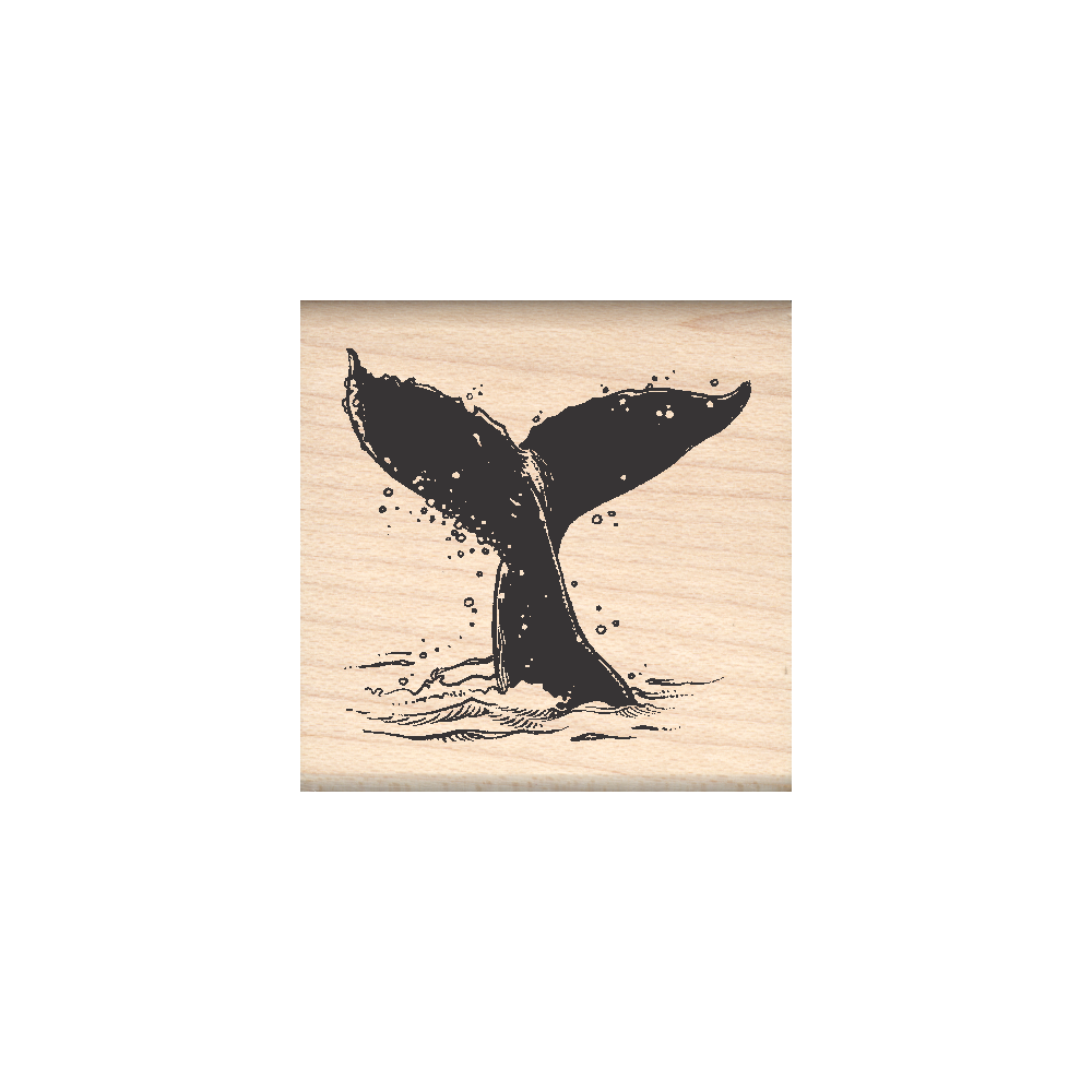 Whale Flukes Rubber Stamp 1.5" x 1.5" block